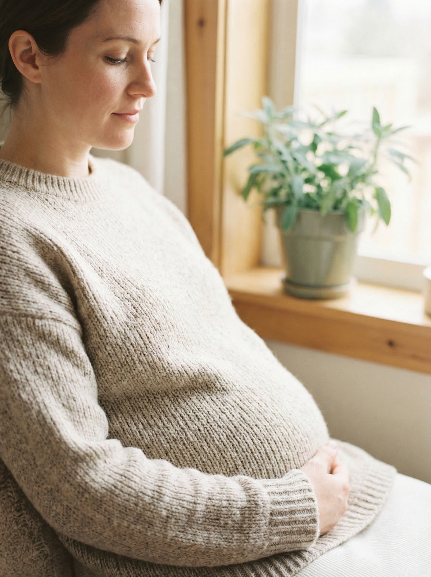 Woman journaling peacefully in sunlit room — understanding luteal phase symptoms