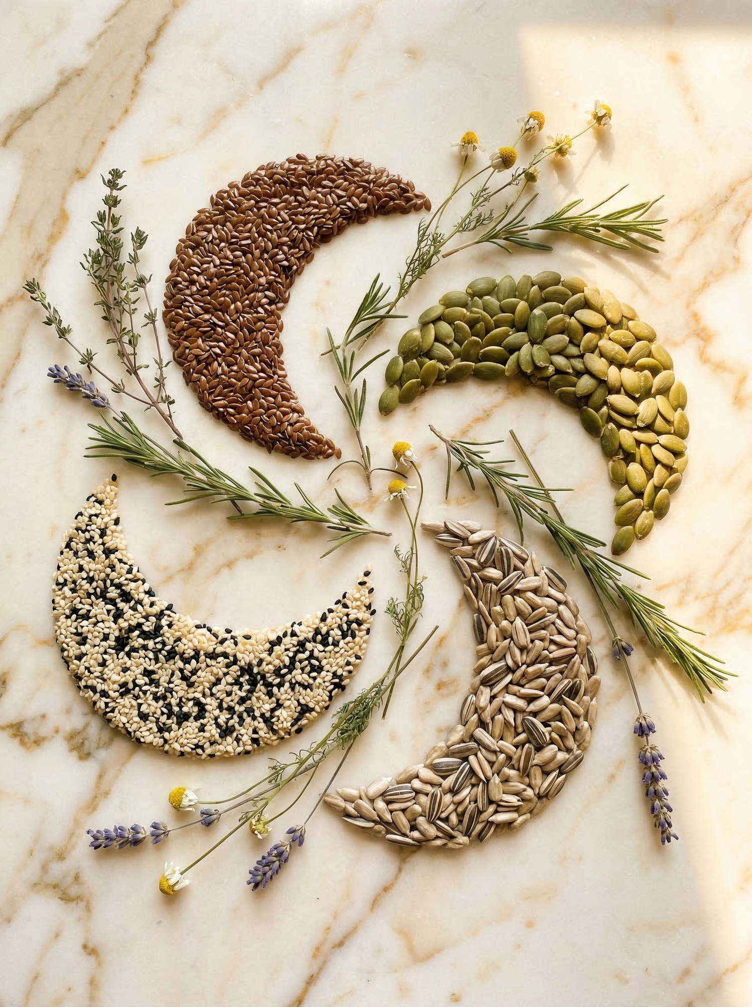 Illustration showing social media hype about seed cycling alongside actual scientific research — myth vs reality